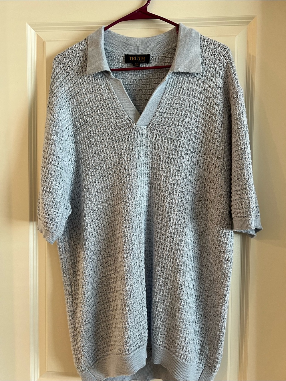 Truth Light Blue Mesh Knit Polo Shirt - Men's